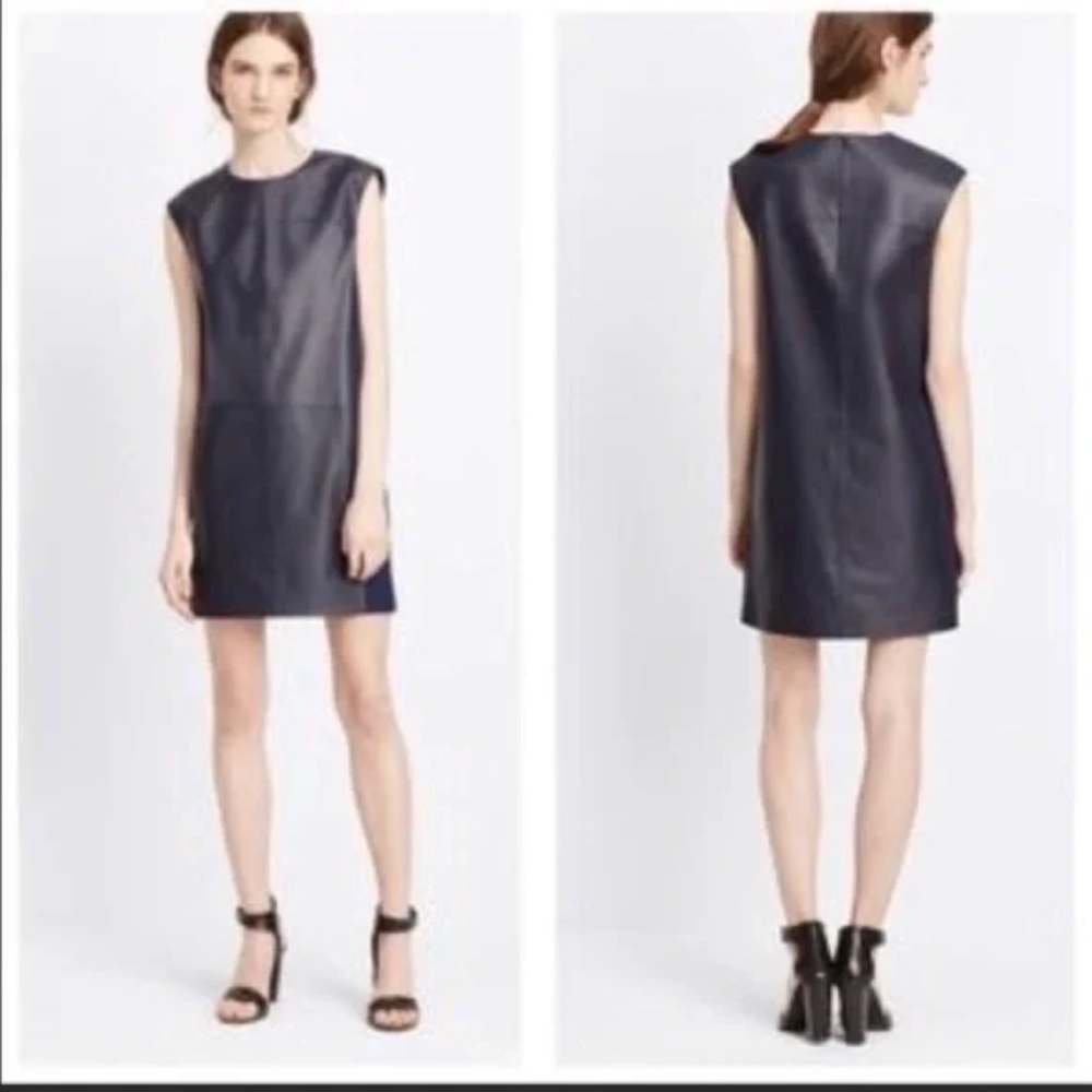 VINCE Lamb Leather Shift Dress Size 0